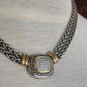 David Yurman Albion 18K gold .925 sterling Diamond necklace